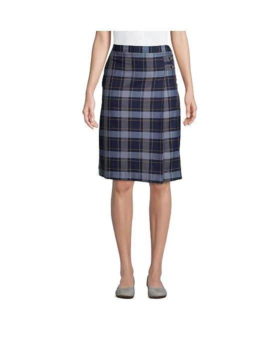 School Uniform Women's Plaid A-line Skirt Below the Knee