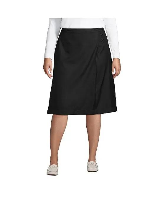 School Uniform Women's Plus Solid A-line Skirt Below the Knee