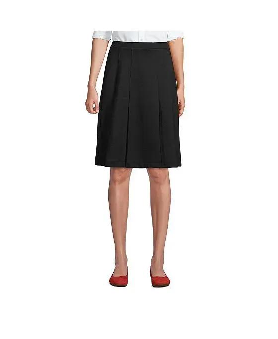 School Uniform Women's Ponte Pleat Skirt at the Knee