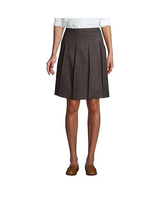 School Uniform Women's Tall Box Pleat Skirt Top of Knee