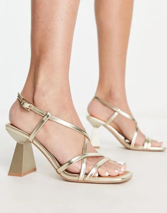 schuh Exclusive Scarlett strappy heeled sandals in gold metallic