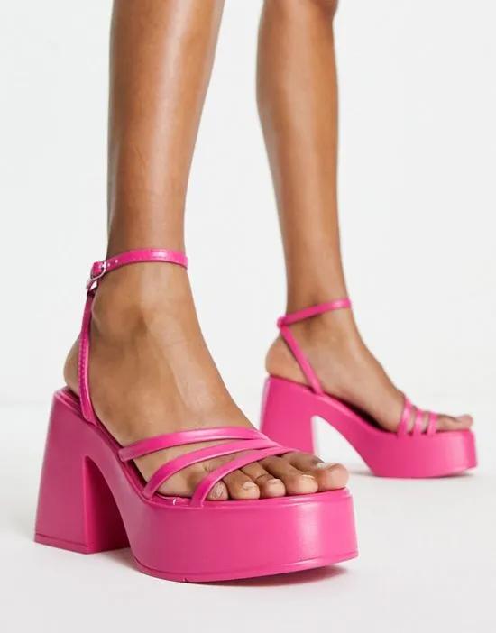 schuh Exclusive Sia platform heeled sandals in hot pink