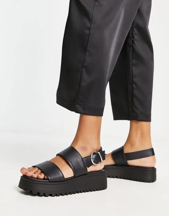 schuh Tanya two part sandals in black