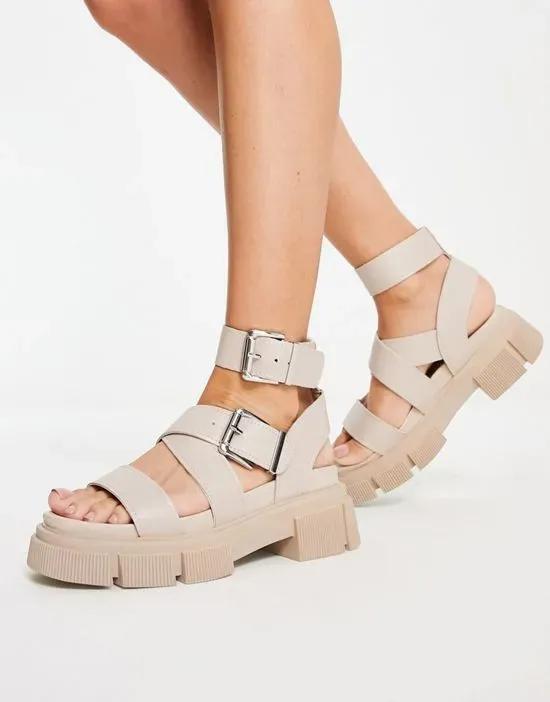 schuh Toulouse super chunky flatform sandals in beige drench