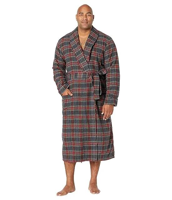 Scotch Plaid Flannel Robe Sherpa Lined Tall