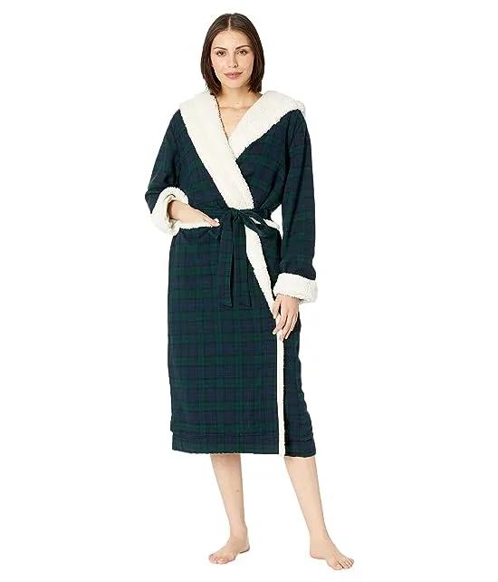 Scotch Plaid Flannel Sherpa Lined Long Robe