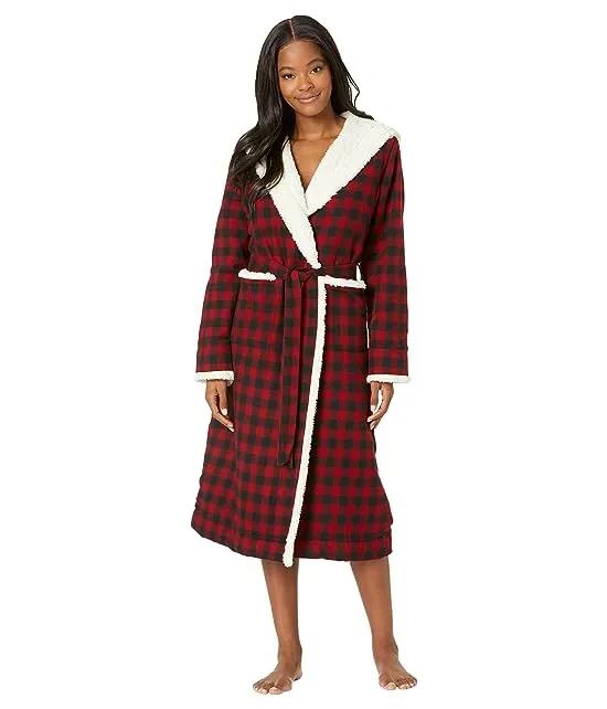 Scotch Plaid Flannel Sherpa Lined Long Robe