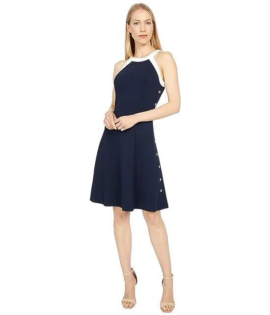Scuba Crepe Fit-and-Flare Dress