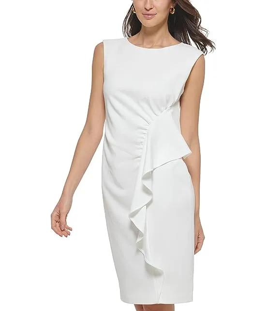 Scuba Crepe Sheath with Ruching Detail