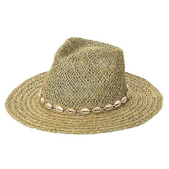 Seagrass Fedora w/ Gold Plated Shell Trim