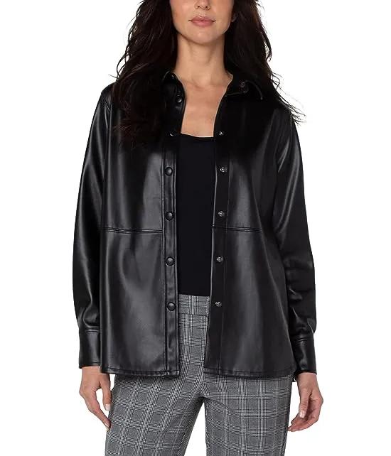 Seamed Faux Leather Shacket