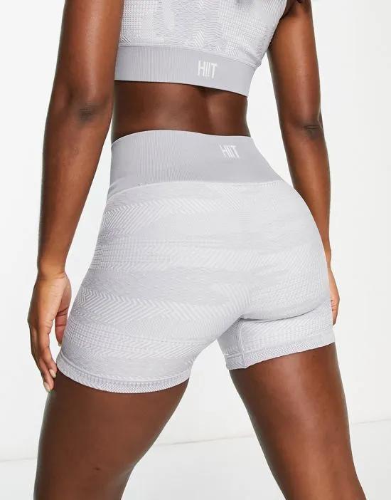 seamless booty short in textured camo in gray