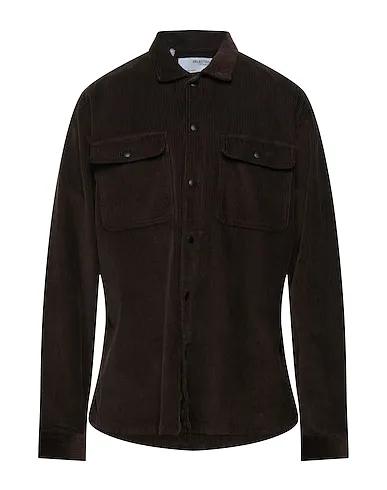 SELECTED HOMME | Dark brown Men‘s Solid Color Shirt