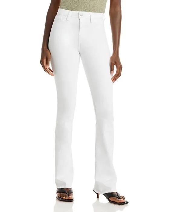Selma Cotton Stretch High Rise Bootcut Jeans in Blanc