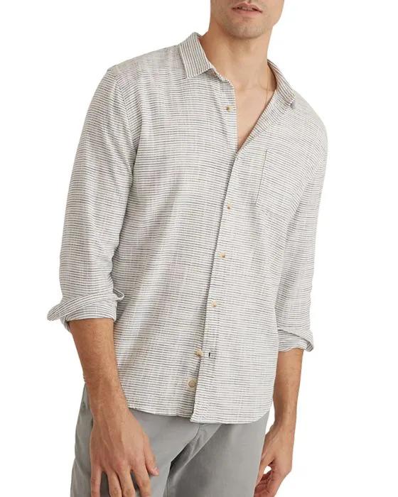 Selvage Striped Long Sleeve Button Front Shirt