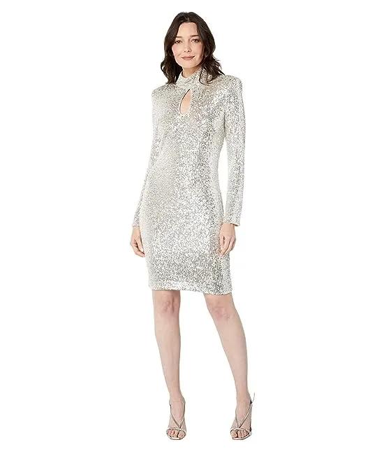 Sequin Cocktail Dress with Keyhole