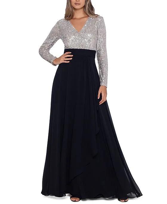 Sequined Chiffon Gown