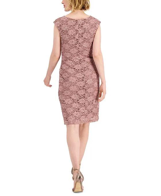 Sequined Lace Sheath Dress