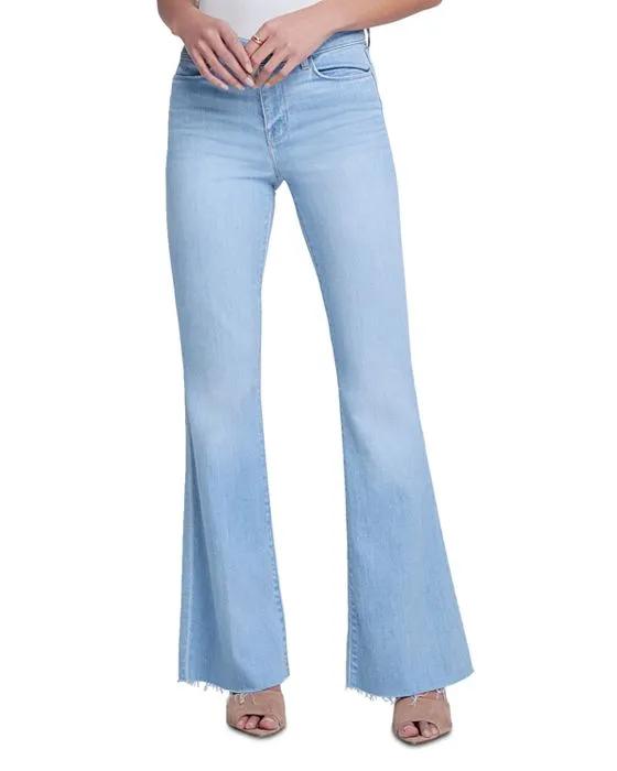 Sera Mid Rise Flared Jeans in Blue Cloud