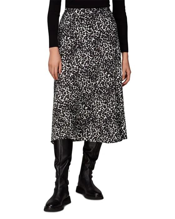 Shadow Leopard Bias Cut Skirt