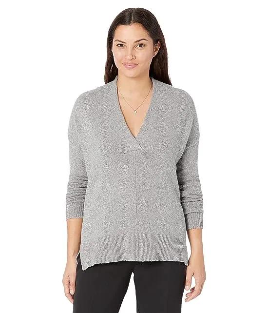Shawl Collar Cotton Cashmere Boucle Tunic Sweater