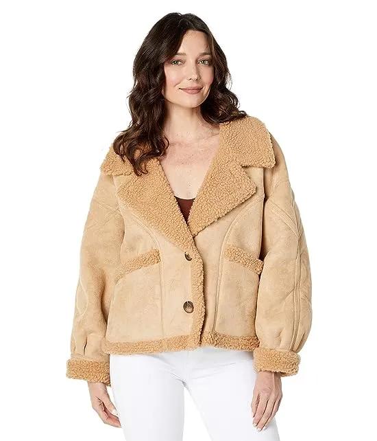 Shearling Button-Down Outerwear with Pockets