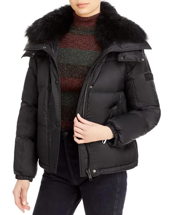 Shearling Trimmed Down Puffer Jacket