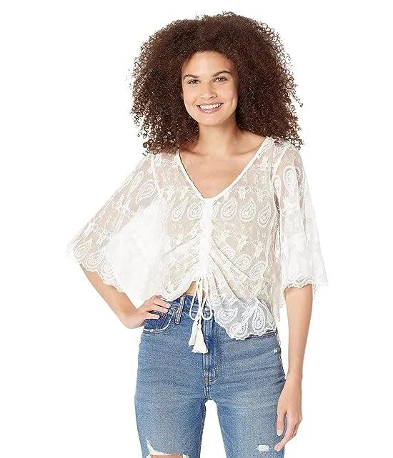 Sheer Embroidered Lined Top
