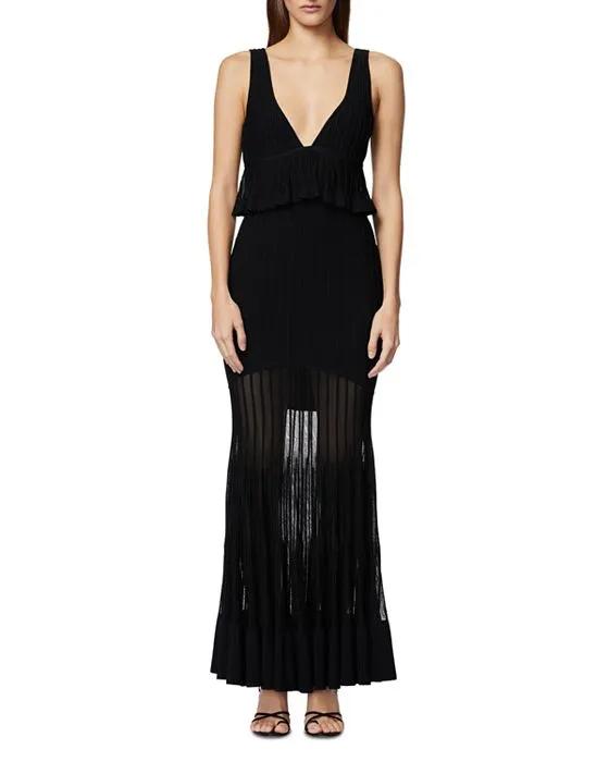 Sheer Fluted Striped Gown