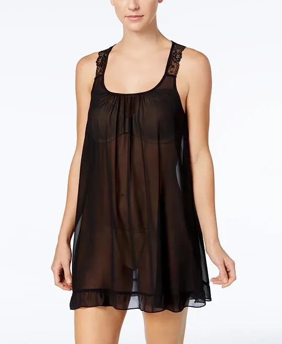 Sheer Scoop Neck Chemise Lingerie Nightgown