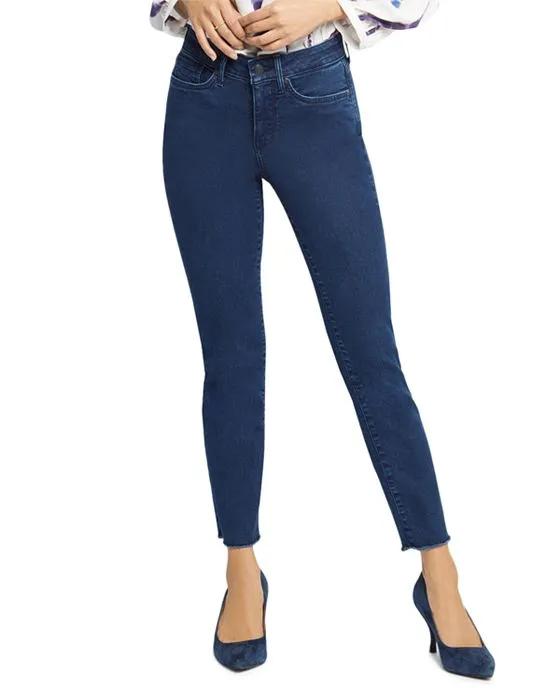 Sheri Frayed Hem High Rise Ankle Slim Jeans in Mystique