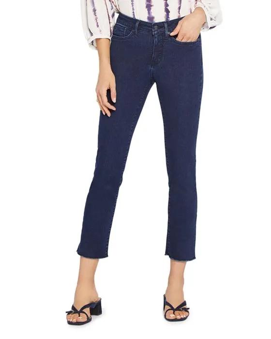 Sheri Frayed Hem Mid Rise Cropped Slim Jeans in Mystique