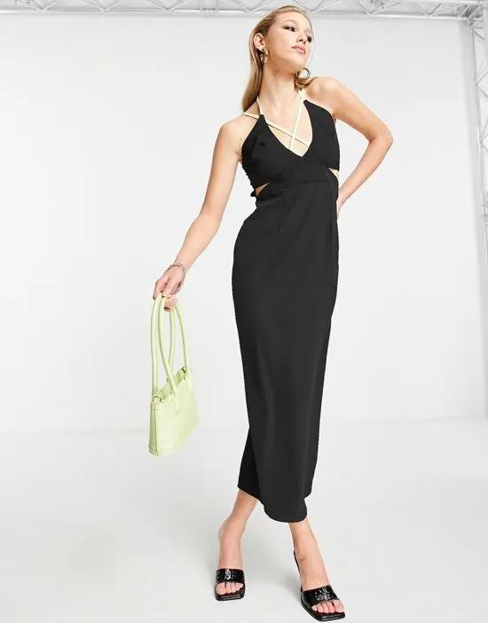 shift maxi dress with neon strap details