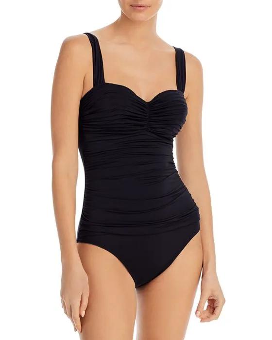 Shirred Bandeau One Piece Swimsuit