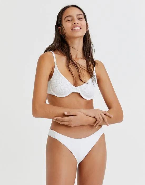 shirred bikini top in white