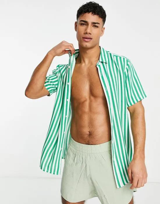 shirt in green summer stripe
