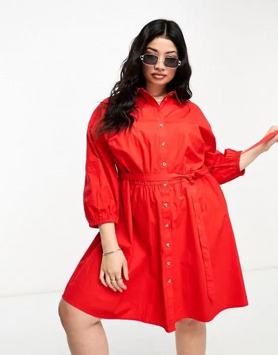 shirt mini dress in bright red