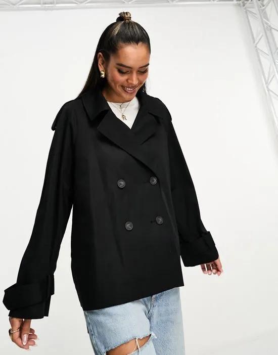 short lightweight trench coat in black
