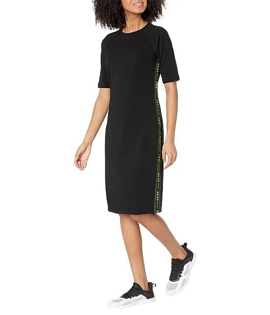 Short Sleeve Bodycon Dress w/ Logo Taping