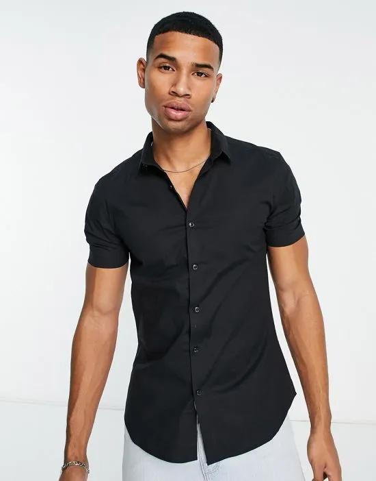 short sleeve button up polo in black