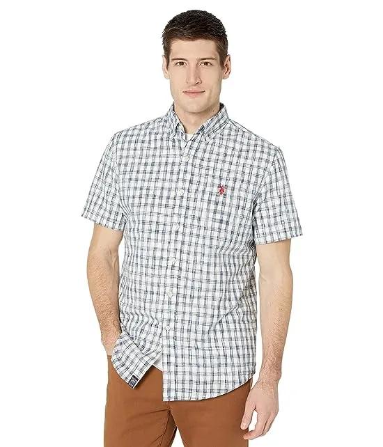 Short Sleeve Classic Fit Ikat Pattern Woven Shirt