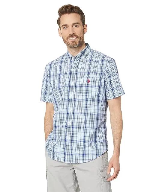 Short Sleeve CVC Yarn-Dye Poplin Woven Shirt