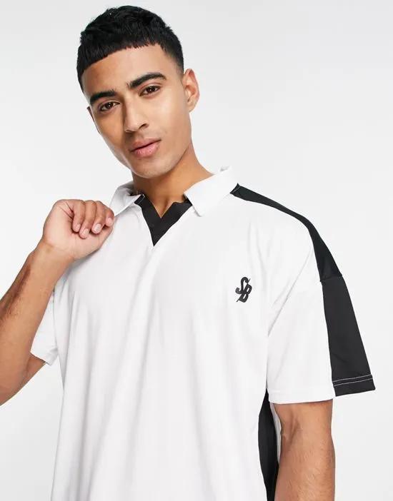 short sleeve football jersey t-shirt in white and black