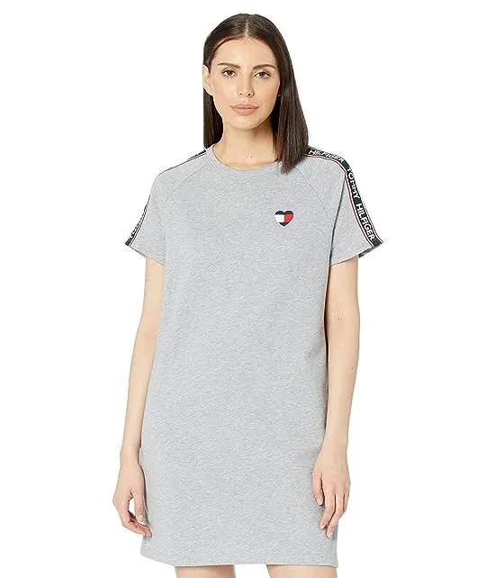 Short Sleeve French Terry Dress with Logo Tape Trim
