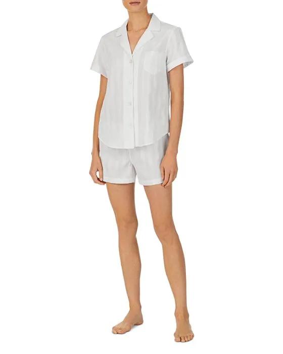 Short Sleeve Notch Collar Boxer Pajama Set
