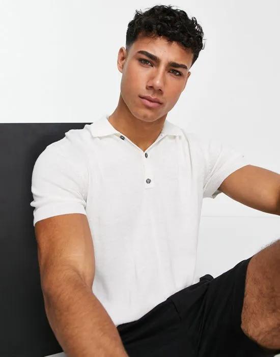 short sleeve polo in white