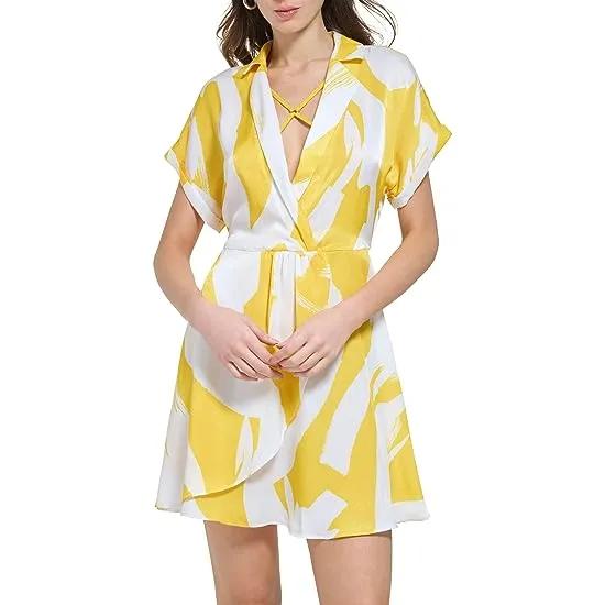 Short Sleeve Printed Collared Midi Dress