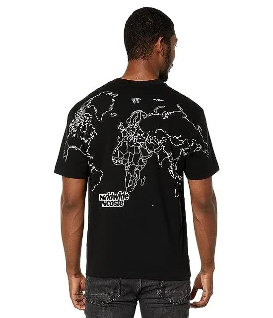 Short Sleeve Relaxed "Worldwide Lacoste" Graphic Fit T-Shirt