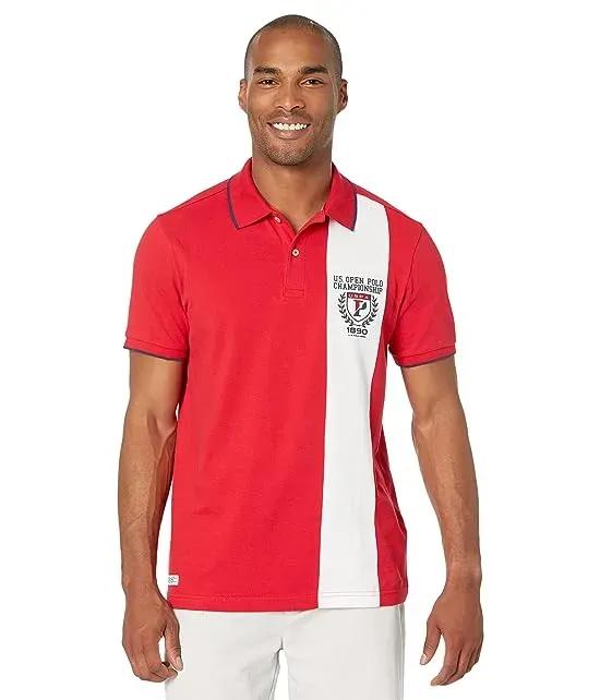 Short Sleeve Slim Fit Vertical Pieced Pique Polo