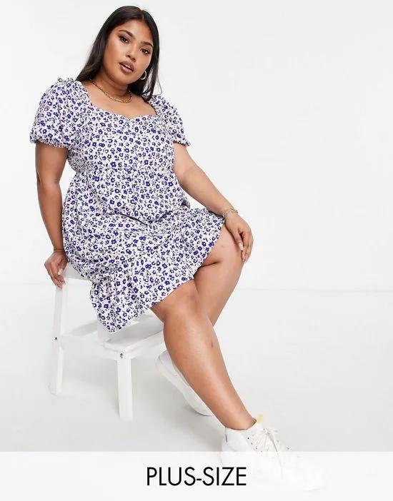 short sleeve smock dress in lilac floral